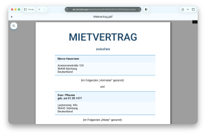 Mietverträge lassen sich direkt in Immodio erstellen und als PDF abrufen.